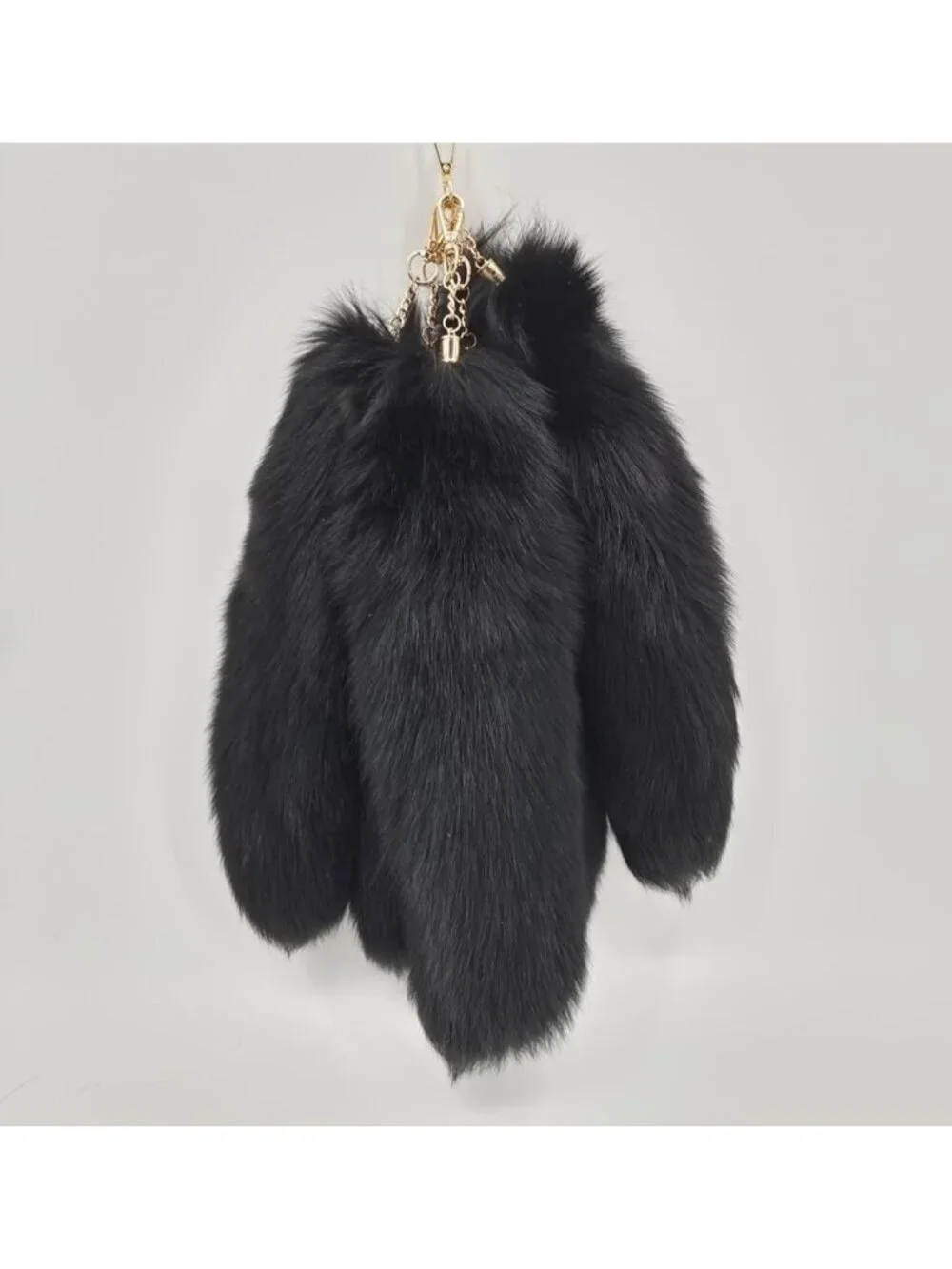 Women's Black Pendant Cosplay Costume Halloween Furry Tails Keychain Handbag